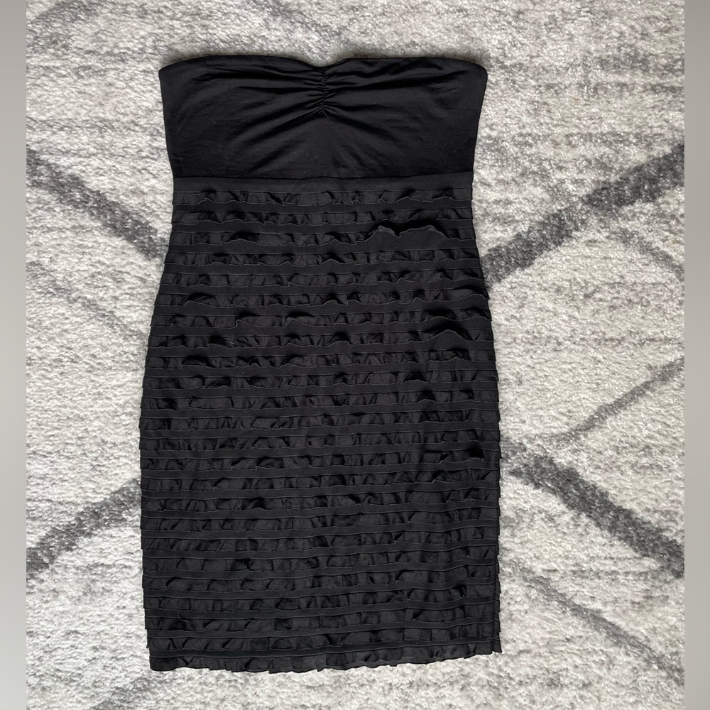 Black Ruffled & Strapless Dress